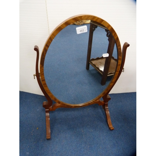 462 - Mahogany nest of three tables, wine table, small Chippendale-style stand and a swing oval dressing m... 