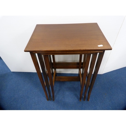 462 - Mahogany nest of three tables, wine table, small Chippendale-style stand and a swing oval dressing m... 