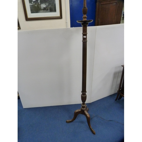 463 - Mahogany floor lamp with shade.