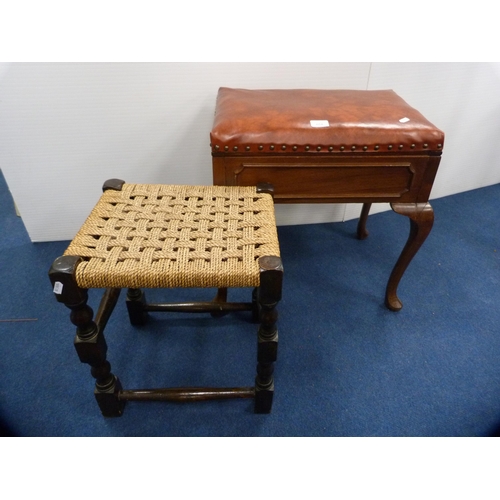 464 - Piano stool and a string-top stool.  (2)