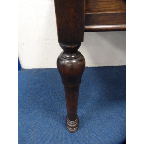 465 - Converted oak hall table with two drawers, with label for Thomas Edward & Sons.