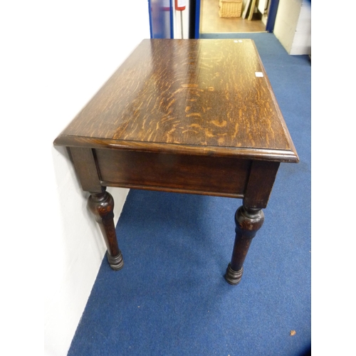 465 - Converted oak hall table with two drawers, with label for Thomas Edward & Sons.