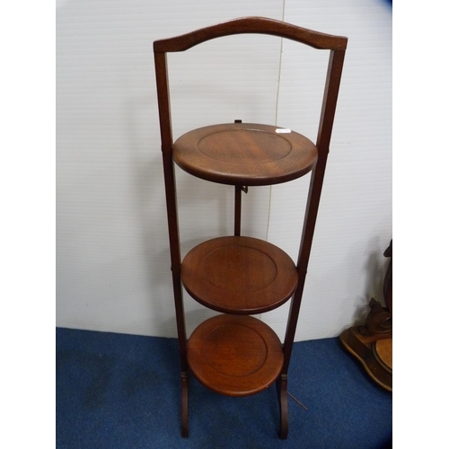 467 - Victorian mahogany dressing mirror and a folding cake stand.  (2)