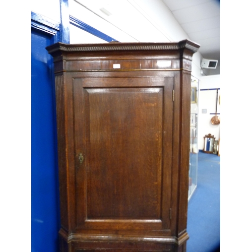 469 - Antique oak double corner cupboard with later ply backing.