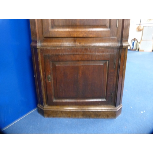 469 - Antique oak double corner cupboard with later ply backing.