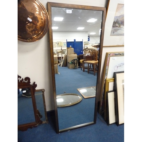 49 - Rectangular wall mirror, an oval gilt mirror and a teak-framed mirror.  (3)