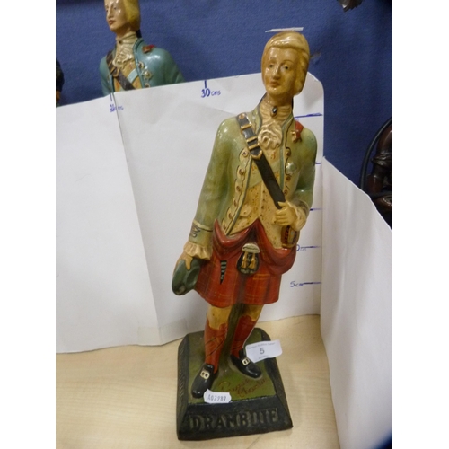 5 - Black Watch decanter and two Drambuie advertising figures.  (3)