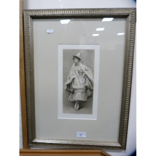 61 - MadragoWoman wearing a pointed hat holding a maskPhotogravure, 30cm x 15cm.... 