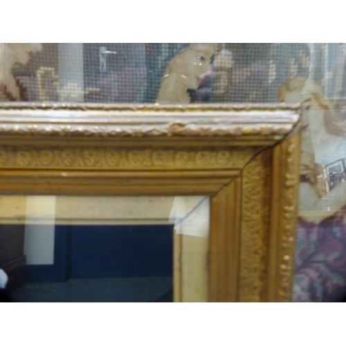 62 - Large framed needlework depicting four ladies in a chamber, 100cm x 80cm, and another of three child... 