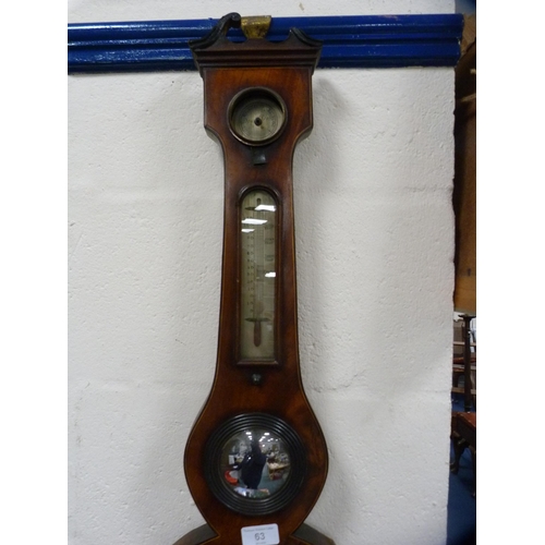 63 - 19th century mahogany wheel barometer.