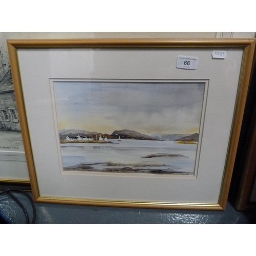 66 - Group of pictures to include a watercolour of Plockton Bay by Margaret S Gillie, horses, still life ... 