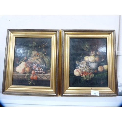 98 - Pair of 19th century-style still life oils in gilt frames.  (2)