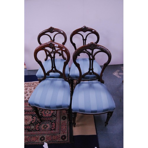 411 - Set of four antique French-style mahogany parlour chairs with later stuff-over seats.  (4)