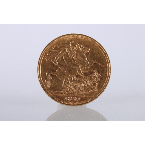 711 - UNITED KINGDOM Queen Victoria (1837-1901) gold sovereign 1891 M (Melbourne Mint Australia).