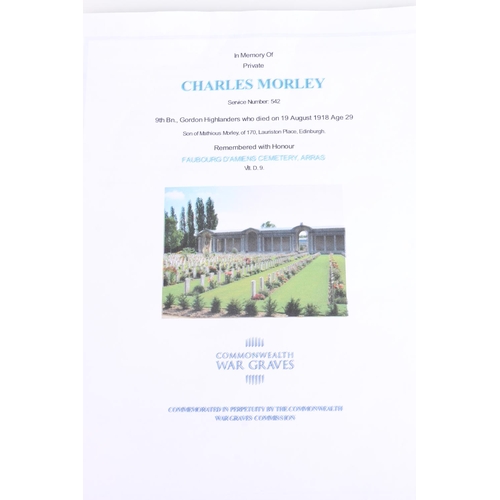 777 - Medal of 542 Private Charles Morley of the 2nd/9th Battalion Gordon Highlanders who was killed in ac... 