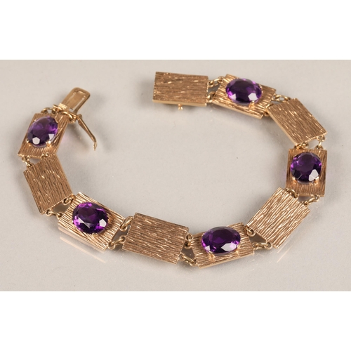 47 - Ladies 9 ct gold amethyst bracelet.19.5 cm long17.3 grams