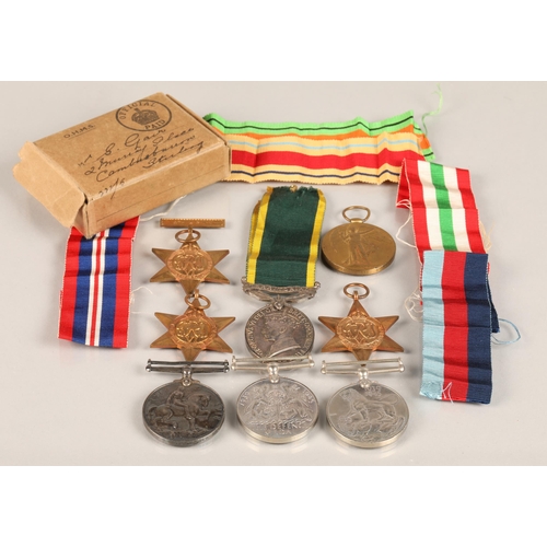 54 - Various WW1 and WW2 medals to include a Territorial Medal for Efficient Service awarded to Corporal ... 