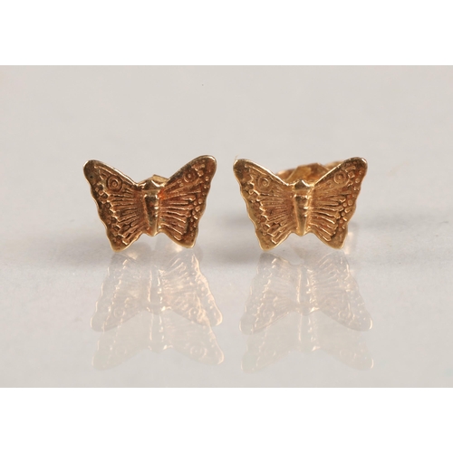 67 - Small pair of 9ct butterfly stud earrings