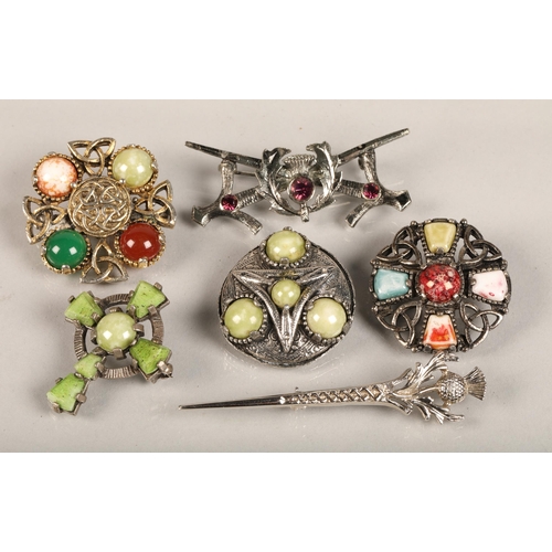 72 - Six assorted Scottish brooches