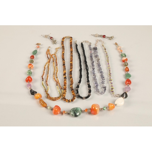 80 - Assorted beaded necklaces including tiger's eye necklace