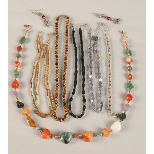 80 - Assorted beaded necklaces including tiger's eye necklace