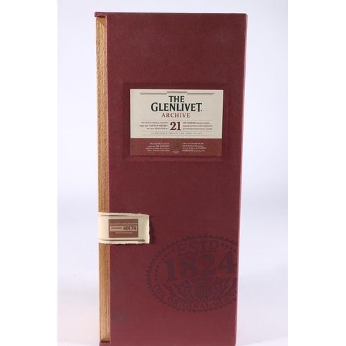 332 - GLENLIVET Archive 21-year-old single malt Scotch whisky, batch number 40174, 43% abv. 70cl, boxed