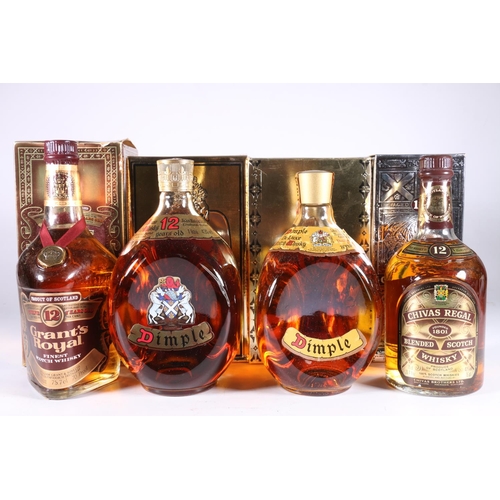 337 - Four bottles of blended Scotch whisky to include HAIG'S DIMPLE de luxe 12 year old, 1litre 43% abv. ... 