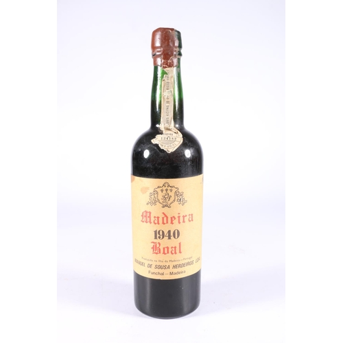 357 - MADEIRA BOAL 1940 vintage port style wine, garrafa number 00336, no abv. or vol stated. 