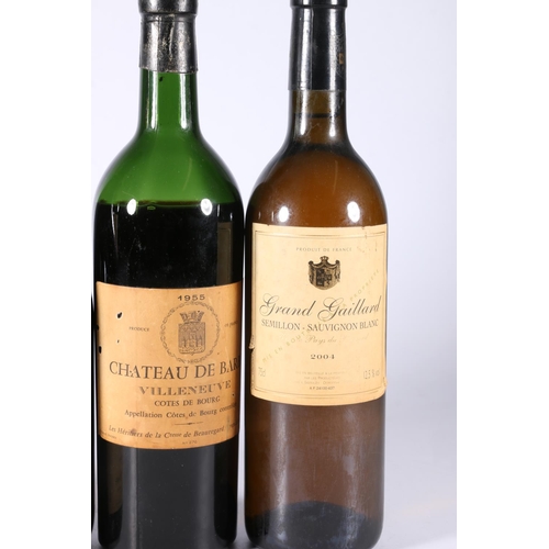 365 - Four bottles of vintage red wine to include CHATEAU DE BARBE 1955 Villeneuve Cotes De Bourg no abv. ... 