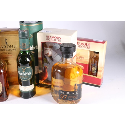 369 - Three bottles of single malt Scotch whisky to include BALBLAIR 1997 10 year old 70cl 43% abv. CARDHU... 