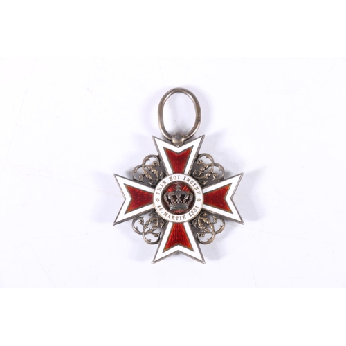 781 - Romanian Order of the Crown of Romania silver and enamel medal, 4cm long, 20g gross.