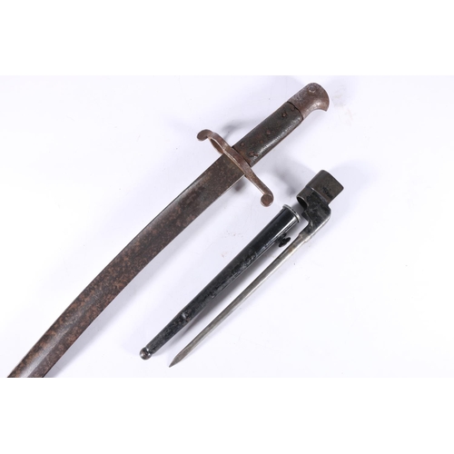 832 - British 1856 pattern sword bayonet with T form fullered blade, blade length 56.5cm long, bayonet len... 