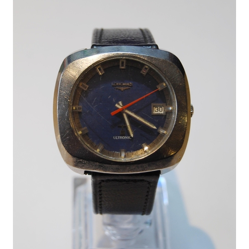 133 - Longines Ultronic gent's antimagnetic wristwatch, c. 1970s, in stainless steel case with blue dial, ... 