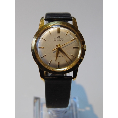 134 - Bucherer Automatic 25 jewels gent's wristwatch, c. 1960s, in stainless steel case with gold plated b... 