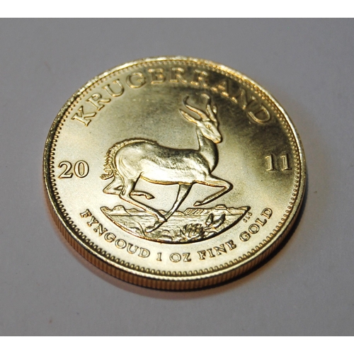 146 - South African Krugerrand, 2011, 1oz fine gold coin, 34g.