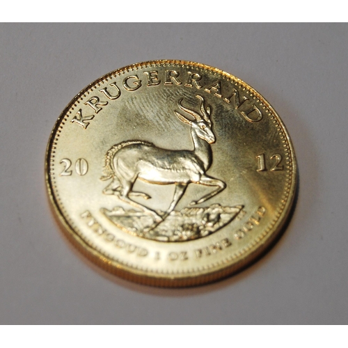 148 - South African Krugerrand, 2012, 1oz fine gold coin, 34g.