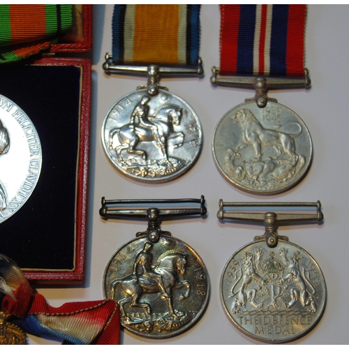 95 - Group of three WWI campaign medals awarded to M2-115383 Pte M Mulvaney ASC, and another WWI war meda... 