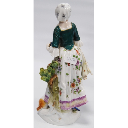 210 - Pair of continental Meissen-style porcelain figures modelled as a gallant male and a female holding ... 