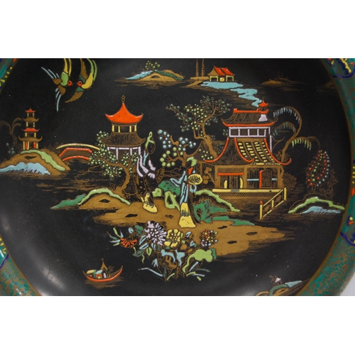 224 - Wiltshaw & Robinson Carlton Ware chinoiserie decorated bowl with colourful polychrome figures an... 