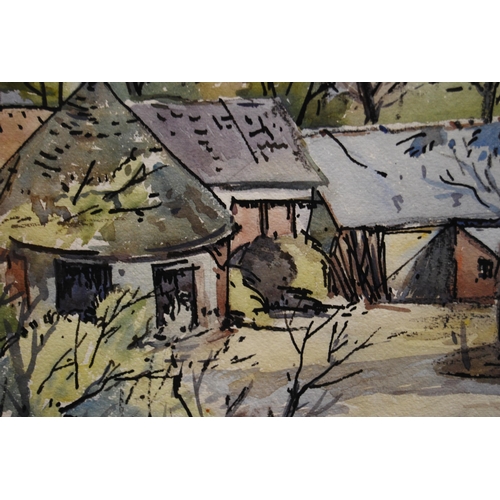 312 - Robert Hardie Condie (Scottish, 1898 - 1981)StackyardSigned, ink and wash, 30.5cm x 41cm.  ARRL... 