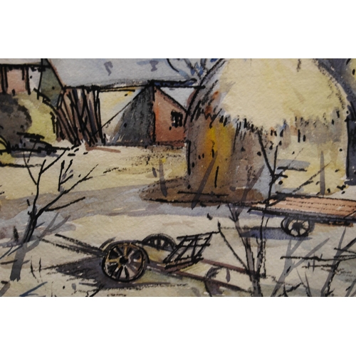 312 - Robert Hardie Condie (Scottish, 1898 - 1981)StackyardSigned, ink and wash, 30.5cm x 41cm.  ARRL... 