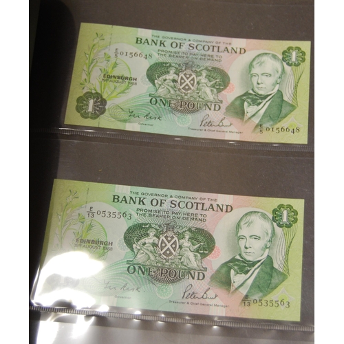 157 - Collection of Bank of Scotland first prefix £1 banknotes from 1970 to 1988, signatures to include Po... 