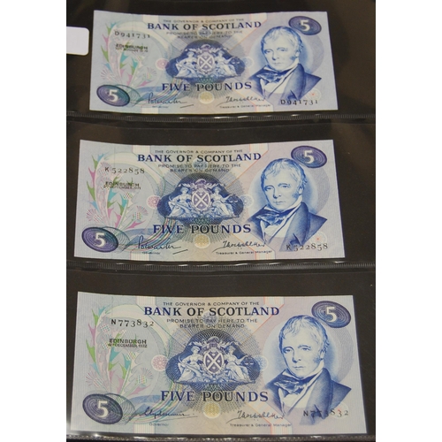 158 - Collection of Bank of Scotland £5 banknotes from 1970 to 1994, signatures to include Polwarth/Walker... 