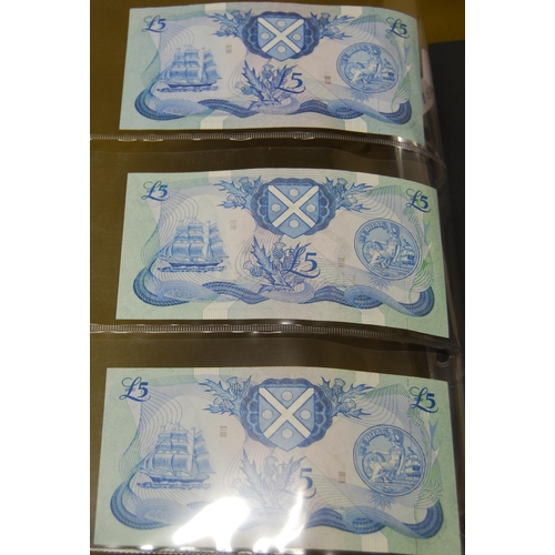 158 - Collection of Bank of Scotland £5 banknotes from 1970 to 1994, signatures to include Polwarth/Walker... 