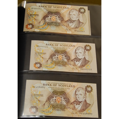 159 - Collection of Bank of Scotland £10 banknotes from 1974 to 1994 last prefix, signatures to include Cl... 