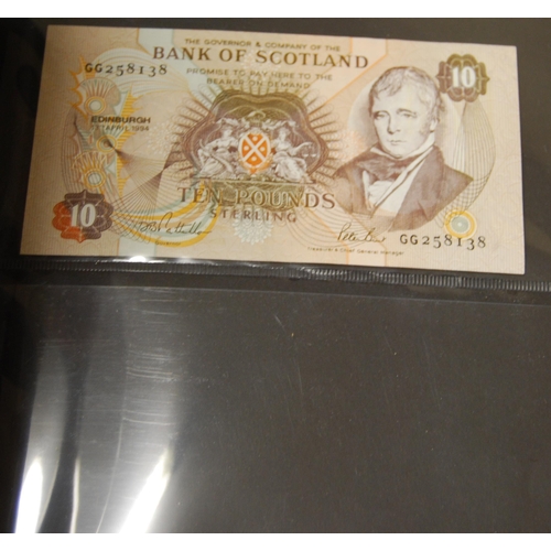 159 - Collection of Bank of Scotland £10 banknotes from 1974 to 1994 last prefix, signatures to include Cl... 