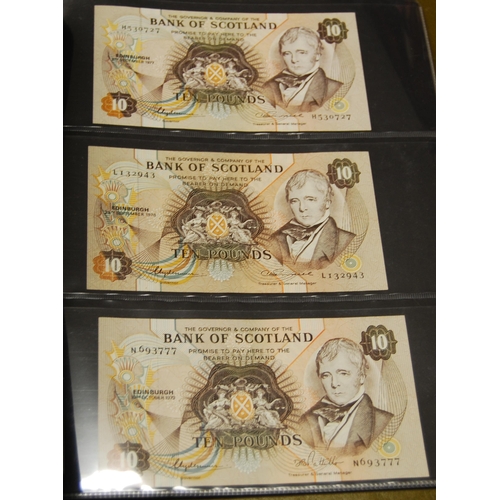 159 - Collection of Bank of Scotland £10 banknotes from 1974 to 1994 last prefix, signatures to include Cl... 