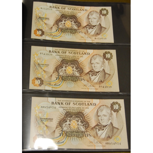 159 - Collection of Bank of Scotland £10 banknotes from 1974 to 1994 last prefix, signatures to include Cl... 