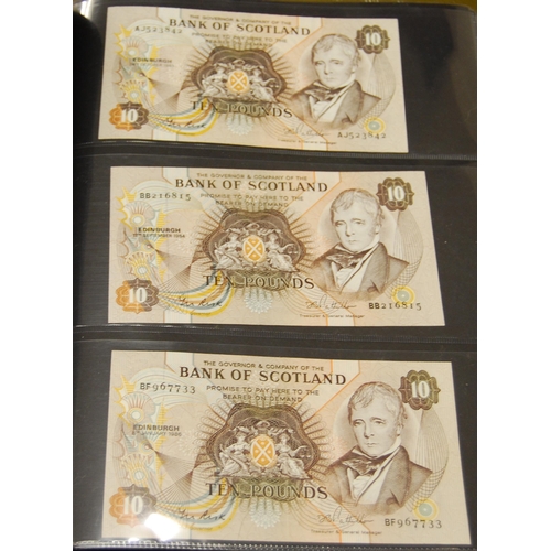 159 - Collection of Bank of Scotland £10 banknotes from 1974 to 1994 last prefix, signatures to include Cl... 