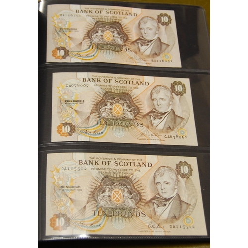 159 - Collection of Bank of Scotland £10 banknotes from 1974 to 1994 last prefix, signatures to include Cl... 